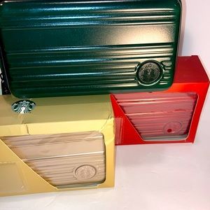 RARE Korean STARBUCKS OVERSEAS HARD BAG/CLUTCH- green and gold available